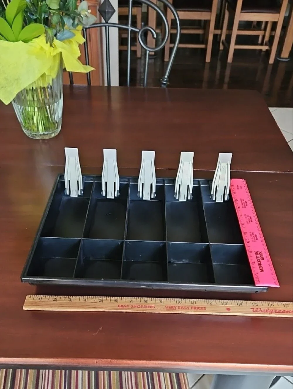Black Cash Drawer Coin & Bill Organizer Insert with Grey Bill Clips